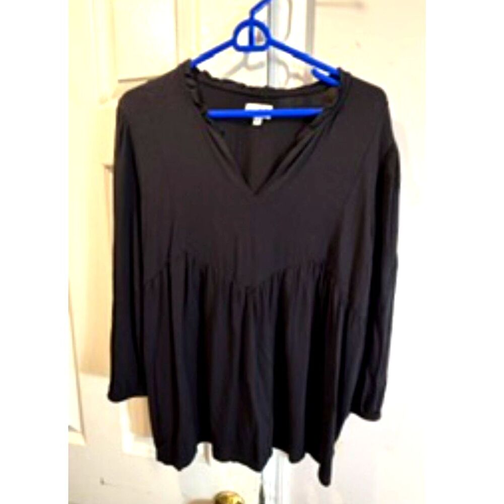 Wonderly Black Babydoll Peasant Blouse Size Large